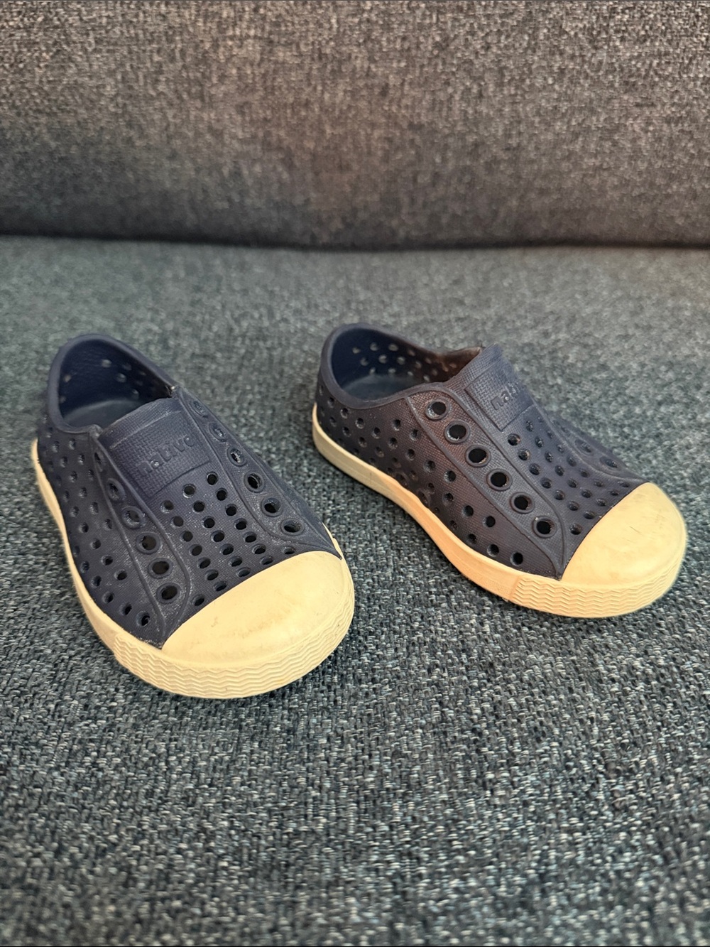 Native Kids Water Slip-On Shoes in Navy with Cream Toe